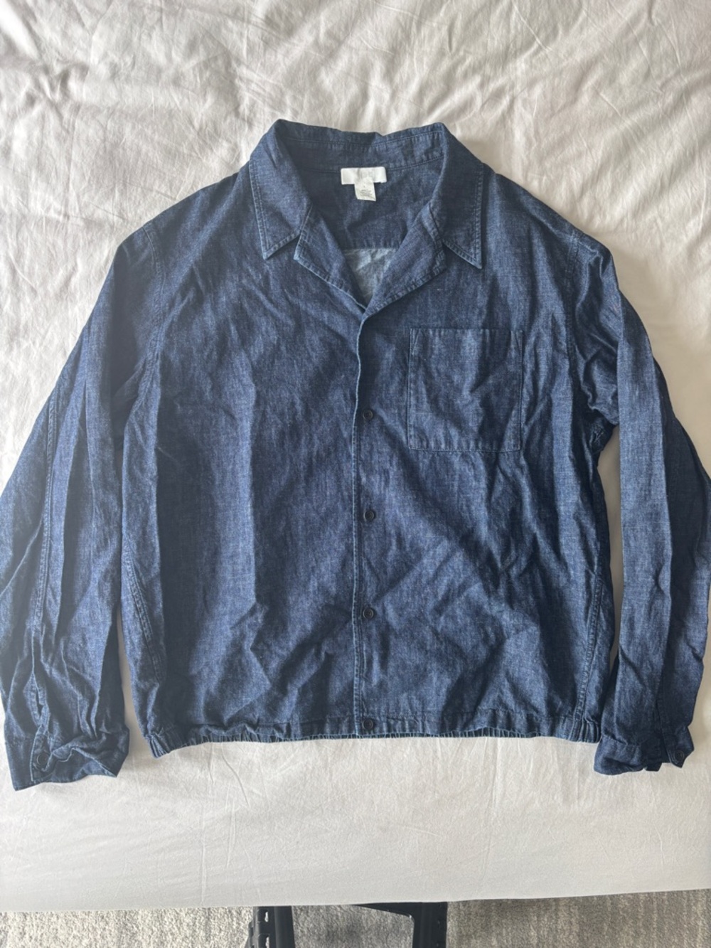 COS Denim Overshirt Camp Collar Grey Blue | Worn Once | Relaxed Fit | Size (L)